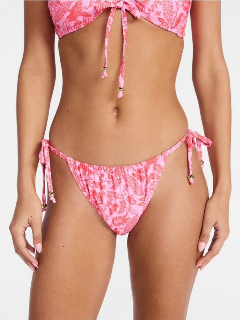 No Boundaries Pink Floral Tie-Side Bikini Bottom Only